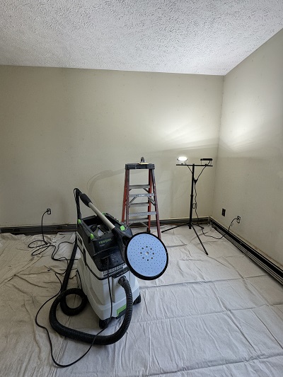 Finished drywall repair wall section